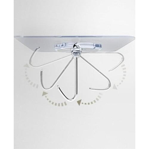 10pcs Self Adhesive Hooks Hanger Hook Suction Cup Adhesive Wall Bathroom Transparent Load Rack Stainless Steel Transparent Hook