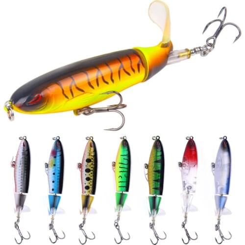 13.5g Pencil Popper Topwater Fishing Lure Artificial Bait Hard Popper Soft Rotating Tail Fishing Tackle