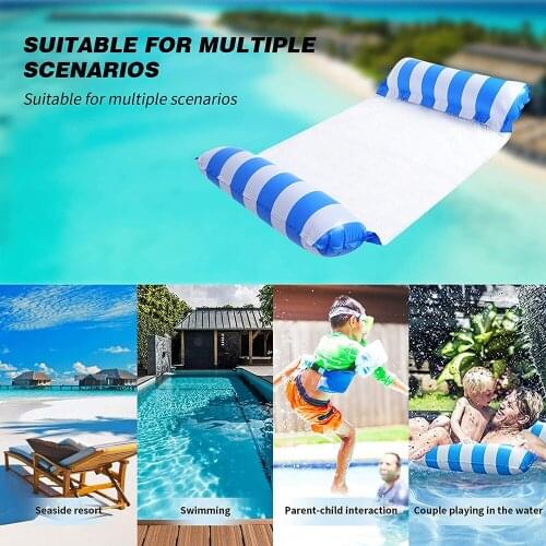 2021 Floating Water Hammock Float Lounger Inflatable Floating Bed Chair Swimming Pool Air Mattresses Foldable Hammock Bed
