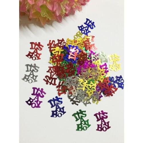 300pcs/lot 20mm Its A Boy Letter Sequins PVC Flat Paillette Crafts For Sewing DIY Accessory Kids DIY