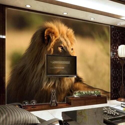 3D Wall Mural Photo Wallpaper Painting Lion Printed Murals African Animal Wall Paper Nature Landscape Papier Peint En Rouleau