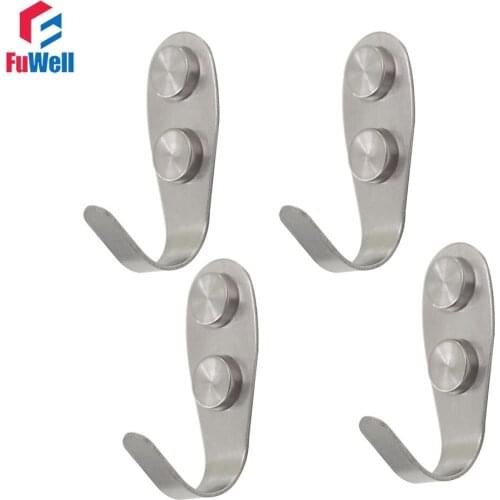 4pcs Stainless Steel Hooks Hanger Light Duty 1.5mm Thickness Wall Mount Hangers for Hanging Clothing Coat Hook