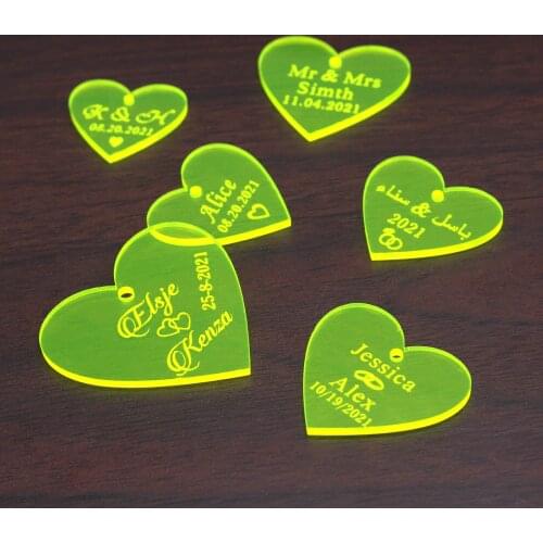 50Pieces Of Personalized Engraving Acrylic Yellow Transparent Baby Baptism Label Wedding Party Table Confetti Center Decorations