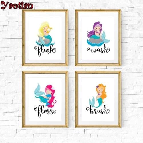 Little Mermaid Diamond Painting Full Square Round Embroidery Picture Handcraft Diamond Art Mosaic Baby Girl Kids Room Decor