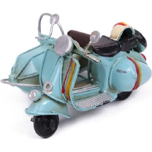 Antique Decor Metal Vintage Blue Scooter Creative Desktop Trinket Miniature Gift Nostalgic Handmade Hand Painted Quality