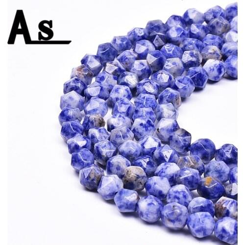 Asingeloo Natural Blue Stone Beads Faceted Lapis Lazuli Quartz Supplies For Jewelry Making Bracelet