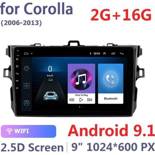2+16G 2 Din Android 9.1 Car Radio Multimedia Autoradio Stereo for Toyota Corolla 2006 2007 2008 2009 2010 2011 2012 2013 GPS