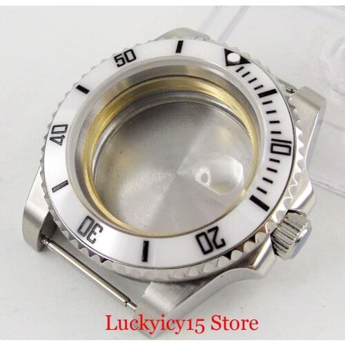 Stainless Steel Watch Case 40mm with Ceramic Bezel Sapphire Glass Fit ETA 2836 MIYOTA 8215 Movement