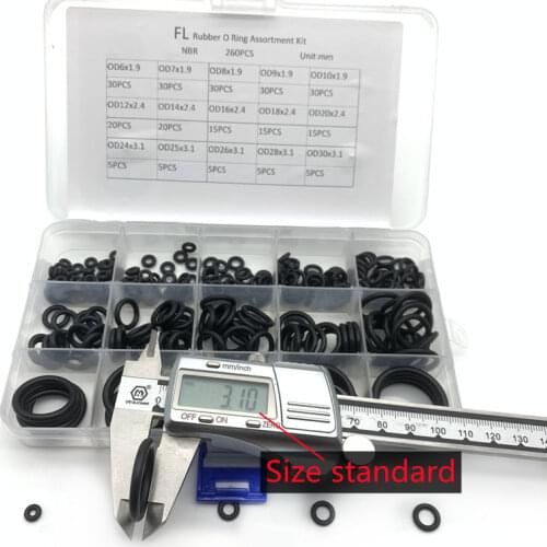 260 Pcs/Lot Black Rubber O Ring Assortment Washer Gasket Sealing O-Ring Kit 15 Sizes with Plastic Box Rubber Plug Silicon Ring