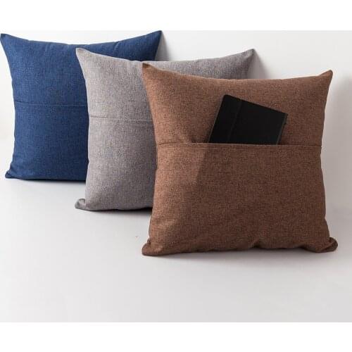 45*45cm Cushion Cover Decorative Throw Pillow Case Solid Color Pillowcases with Pockets for Living Room Sofa Seats Home Decor