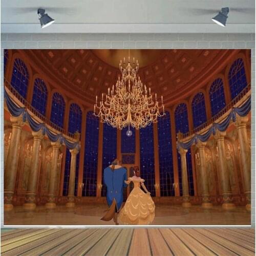 Cartoon Princess Castle Beast Photography Background Backdrop Baby Birthday Party Decoration Tapestry Photo Live Studio Custom
