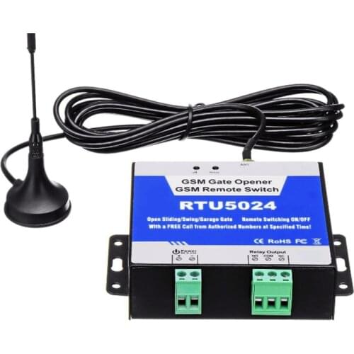 GSM Door Gate Opener Relay Switch RTU5024 Remote Access Control with 3 Meters Antenna Wireless Door Opener By Free Call Support