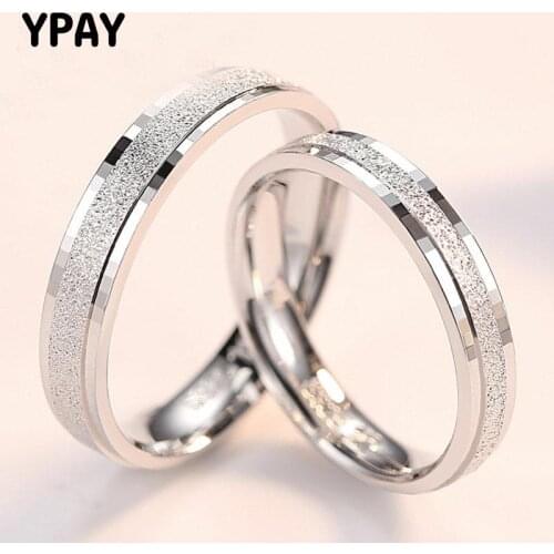 YPAY 1 PC 100% Pure 925 Sterling Silver Rings for Men Women Frosted Flakes Lovers Couple Ring Wedding Party Jewelry Gift YMR940