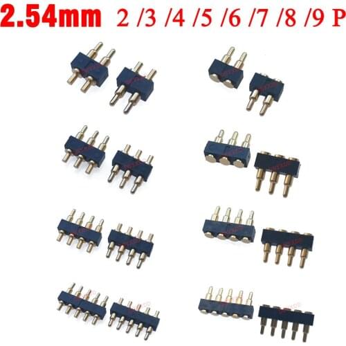 10Pcs Pogo Pin Connector Pogopin Battery Spring Loaded Contact SMD Needle PCB 2 3 4 5 6 7 8 9 15 Pin 2.54mm Pitch