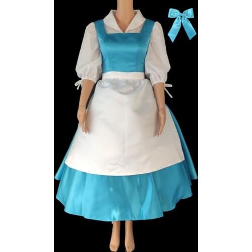 Girl And Beast Maid Belle Cosplay Costume Adult Women Stage Performce Village Clothing Halloween Carnival Princess Dress