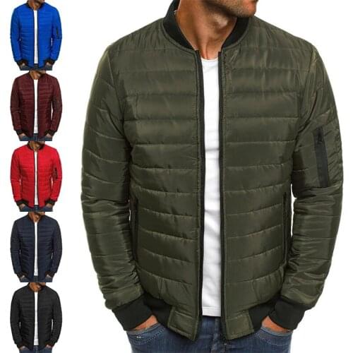 2020 Men Cotton Winter New Solid Color Jacket Male Fashion Lingge Stand-up Collar Cotton Clothes