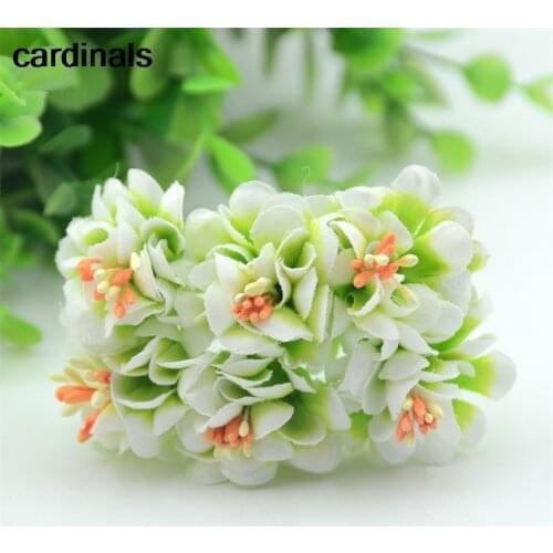 60pcs Cheap Mini Artificial Silk Rose Flower Bouquet Stamen For Wedding Decoration DIY Scrapbooking Gift Box Craft Fake Flower