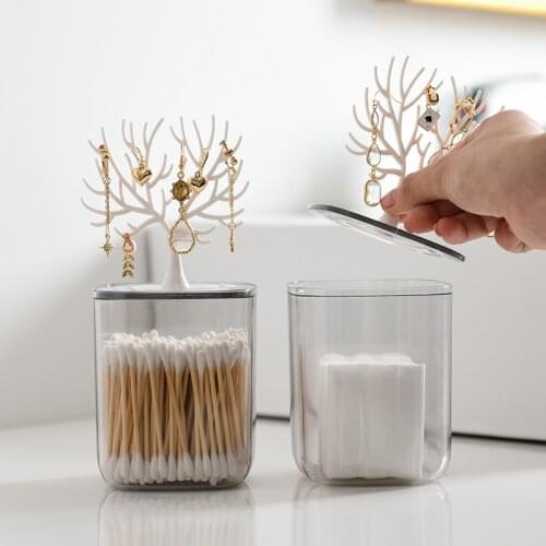 Multifunctional Cotton Swab Box Cosmetic Storage Box Earrings Necklace Jewelry Box Hanger Cosmetic Cotton Container