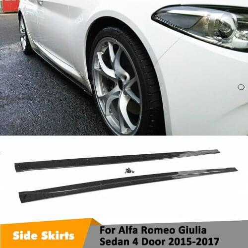Carbon Fiber Side Skirts Bumper Aprons Sticker for Alfa Romeo Giulia Sedan 4 Door TI 2015 2016 2017 Car Side Skirts Bodykit