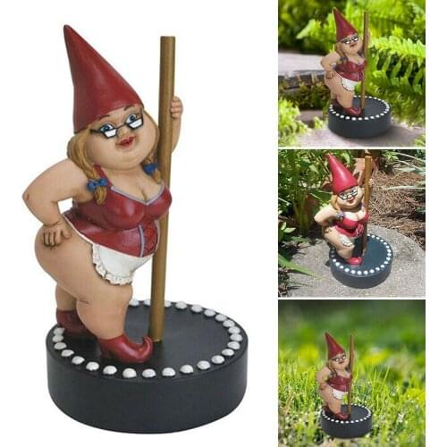 Newly Garden Pole Dancing Gnome Resin Gnome Statue Indoor/Outdoor Sculpture for Patio Yard or Lawn 17cm