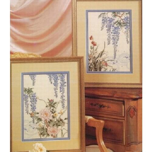 2014 new arrive home decoration free cross stitch kits 14 counted needlework embroidery set Wisteria purple flowers Gift crafts