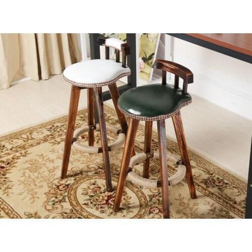 Olid wood bar chair. American retro bar stool.. Domestic high chair