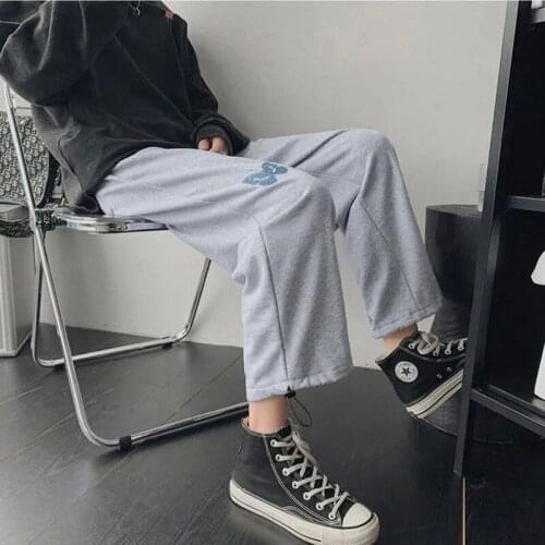 HOUZHOU Autumn Gray Sweatpants Women Jogging Harajuku Loose Korean Style Harem Wide Leg Pants Joggers All-match Trousers Velvet
