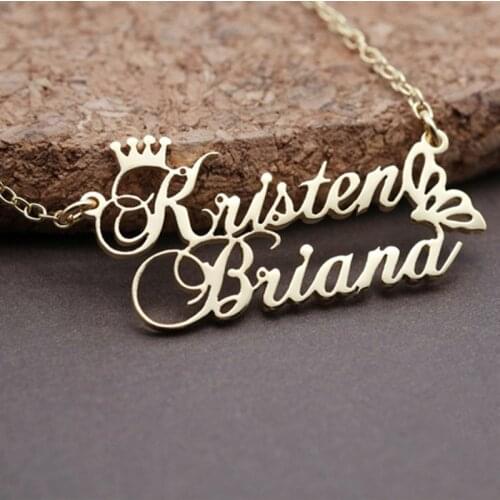 Custom Crown Name Necklace Gold Color Butterfly Pendant Necklace Stainless Steel Jewelry Best Gifts For Women Girls