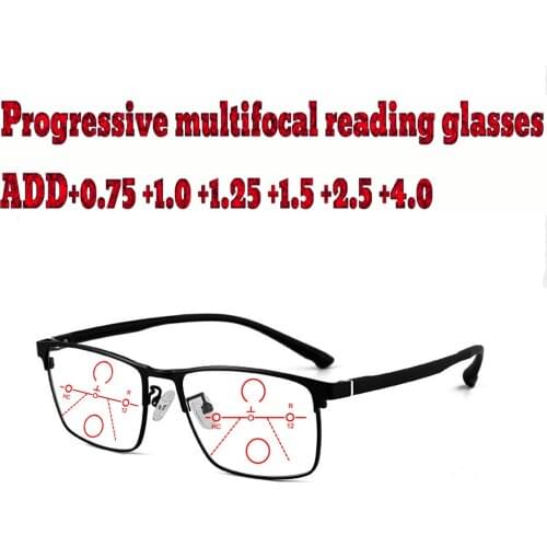Progressive Multifocal Anti Blue Light Reading Glasses Business Men Women High Quality Tr90+1.0 +1.5 +1.75 +2.0 +2.5 +3 +3.5 +4