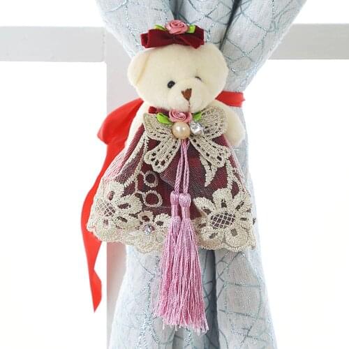 Handmade Curtain Strings Little Bear Shape with Pearl And Exquisite Rhinestone Covers Tieback Home Decoration