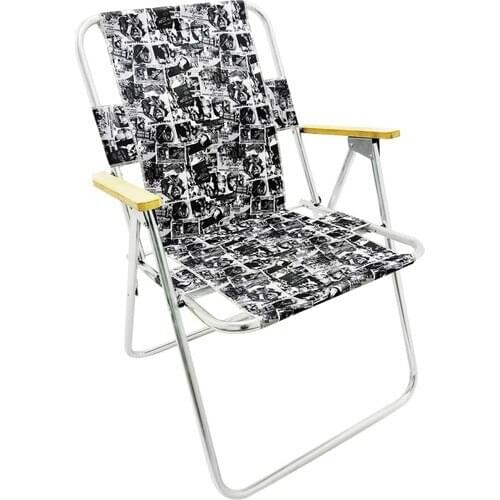 Folding Wooden Arm Patterned Portable Camping, Picnic, Garden, Kitchen, Balcony Chair