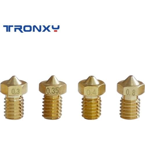 TRONXY E3DV6 Nozzle For 3D Printer Parts 1pc V5 V6 0.4mm 0.6mm 0.8mm nozzle Part Copper Filament M6 Threaded Brass nozzle