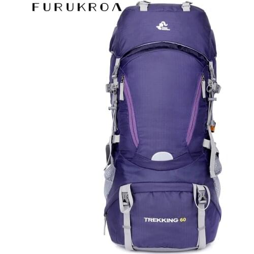 60L Camping Bag Outdoor Climbing Moutaineering Backpack Large Hiking Trekking Travel Backpacks Luggage Bag With Rain Cover X454B