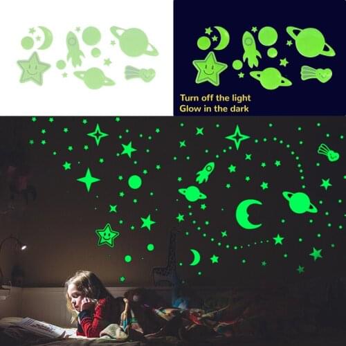 Luminous Star Moon Universe 3D Wall Sticker Home Kids Bedroom Baby Nersery Wall Decals Glow In The Dark DIY Bubble Sticker Decor