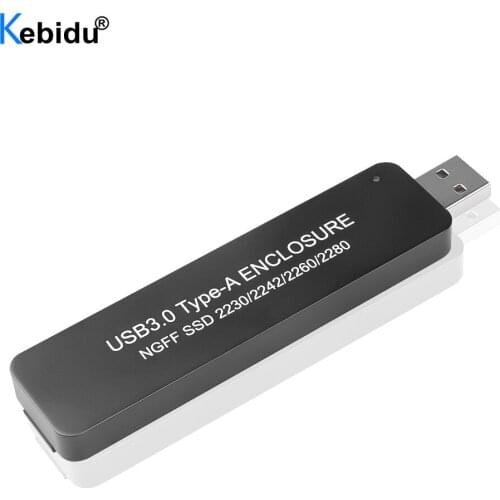USB 3.0 TYPE-A to M.2 SATA SSD External Enclosure Stretched Plug HDD Case for NGFF M2 2230 2242 2260 2280 Box Hard Drive Adapter