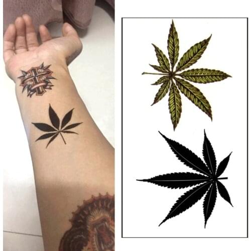 Waterproof Temporary Tattoo Sticker black Clover Maple leaf tattoo flash tatoo fake Water Transfer tatto for Woman Man