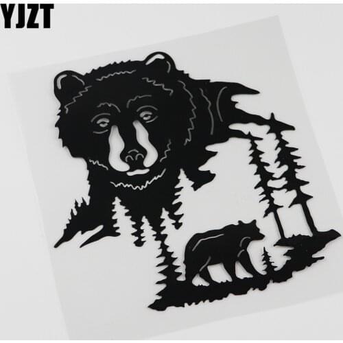 YJZT 16.2CMX16.2CM Personalized Window Decorative Bear Head Scene Wildlife Decal Vinyl Car Sticker 13C-0081