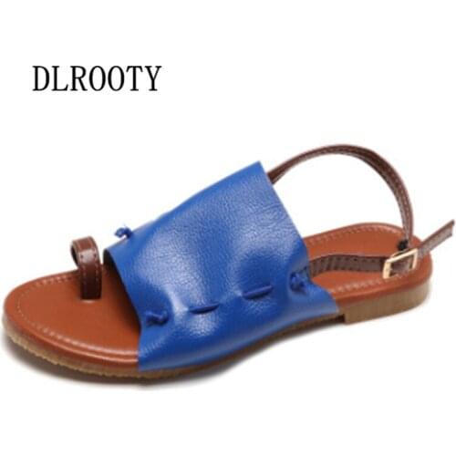 Women Sandals Flip Flops Flats 2019 Summer Fashion Buckle Strap Rome Non-slip Shoes Slides Solid Casual Female Plus Size 35-43