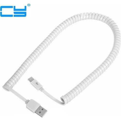 1M 3M Stretch USB-C 3.1 Type C Male to Standard USB 2.0 Male Data Spring Cable for Nokia N1 innos D6000 Letv 1 pro Mobile Phone
