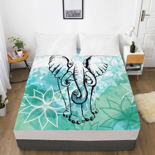 1PC Fitted Sheets Mattress Cover With Elastic Band 3D Bedsheet Linens 180x200 200x200 Bed Sheet Spring elephant Customize