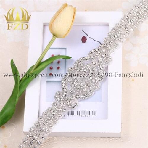 1 Piece Wedding Rhinestone Crystal Appliques For Bridal Dresses Decorations With Glass Rhinestone Sewing On Garment Shiny Glass