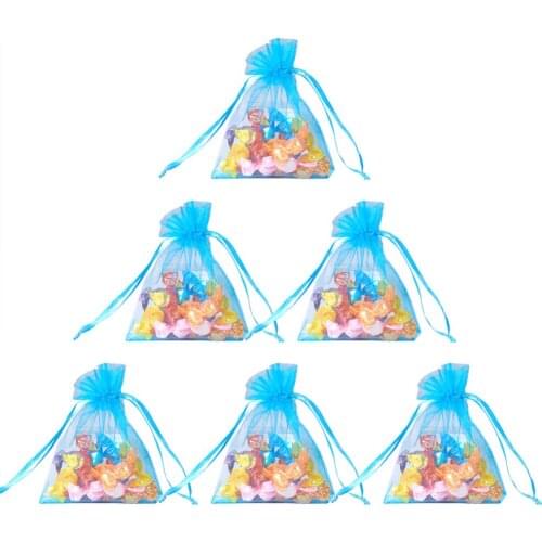 200pcs 10x12cm Beading Supplies Organza Bags Cyan For Jewelry Packaging & Display Christmas Candy Wedding Bags Gifts Pouches