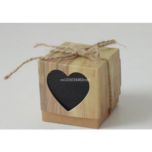 5000pcs Kraft Boxes With Rustic Burlap Heart Candy Box Vintage Wedding Gifts For Guests Twine Decoration Wedding Favors
