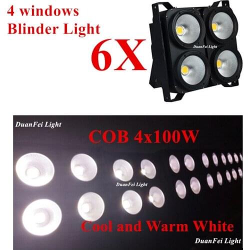 6 pieces 4 leds blinder cool and warm white 4x100W COB audience blinder led lights
