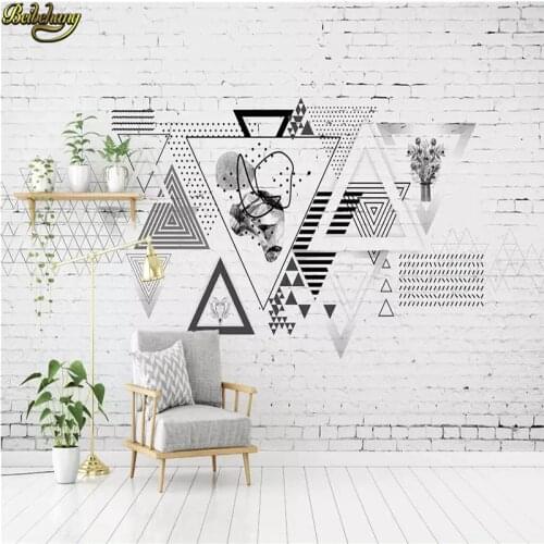 Beibehang Custom Nordic modern geometric square brick murals wall paper TV background wallpaper TV Background home improvement