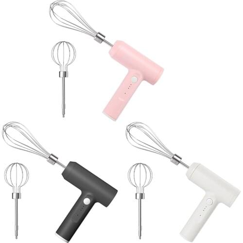 Cordless Mixer 3-Speed High Power Egg Beater Foamer Stainless Steel Beaters