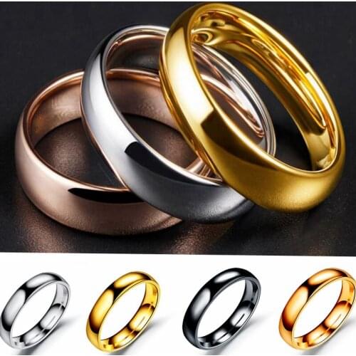 Japanese and Korean simple arc stainless steel lustrous ring, European and American titanium steel lovers ring hand jewelry