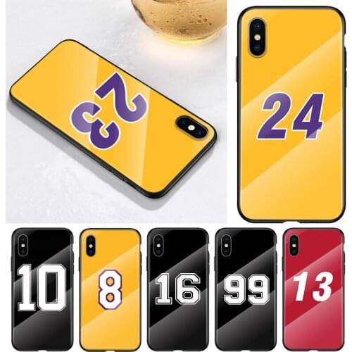 Lucky number 23 24 For Apple iPhone 12 11 8 7 6 6S XS XR SE X 2020 Pro Max Mini Plus Tempered Glass Phone Case