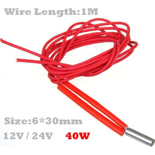 6x30 6*30mm 40W 12V 24V Stainless Steel Cylinder Tube Mold Heating Element Single End 3D Printer Reprap Cartridge Heater