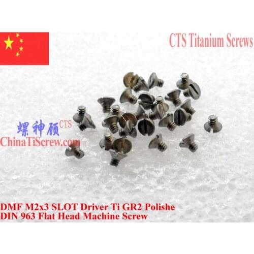 DIN 963 M2 Titanium screw M2x3 M2x4 M2x5 M2x6 M2x8 M2x10 M2x12 M2x16 M2x20 Flat Head Slotted Driver Ti GR2